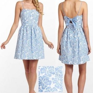 Lily Pulitzer Bethany dress in tide blue w bow